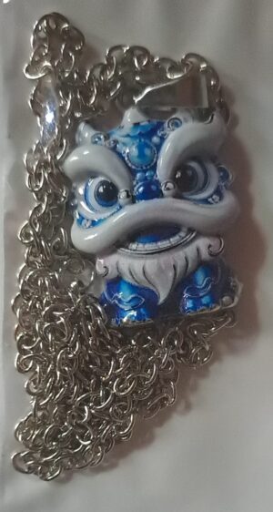 藍色兒童舞獅吊墜